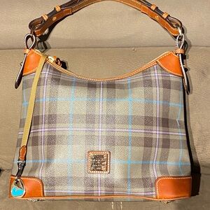 Dooney & Bourke Brown and Tan Hobo Bag with Leather Trim
